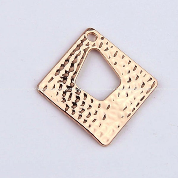 Square Hammered pendant 31mm 14k gold plated Charm earring pendant making DIY Jewelry Findings Wholesale Supplies sm1179-2