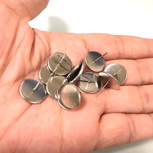 earring studs stainless steel circle round blanks Base bottom Trays Vintage DIY Jewelry Findings Wholesale Supplies ss1590m