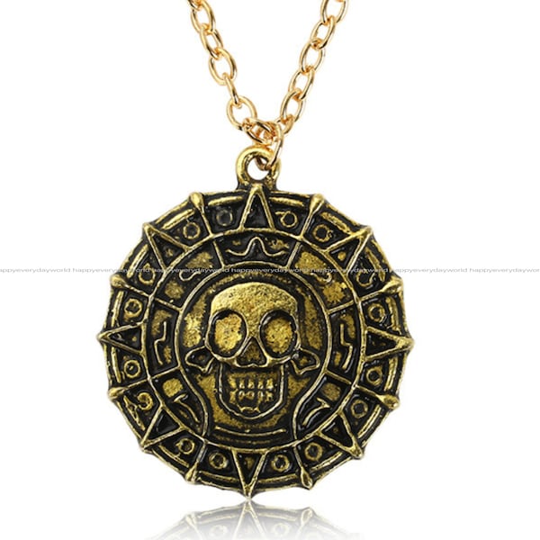 pirates  Caribbean  coin charms disc pendants charm gold Plated DIY Jewelry Necklace Gold Findings Wholesale Supplies qi1382-1