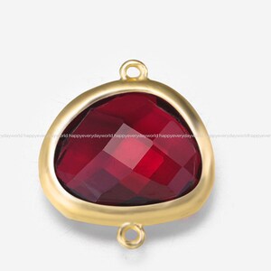 Ruby Pink Glass Connector Pendant 12x18mm Gold Plated Jewelry connector Wholesale charms beads Jewelry Findings Craft Supplies ga590-7