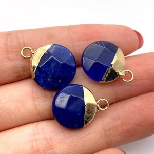 blue stone charm Natural stone gold pendant 15x19mm 14k gold plated beads Stone Charms stone Jewelry Findings Wholesale Supplies er2567