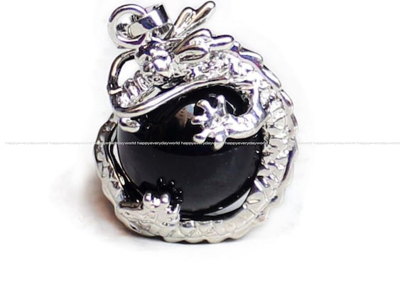 black onyx 22x26mm bead inside Dragon crystal Natural stone pendant  Gemstone jewelry Wholesale Findings Craft Supplies charm nd468-3e - Main Image