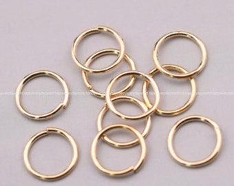 Anillos de salto abiertos de 12mm, conectores chapados en oro, anillos redondos de latón, fabricación de pendientes, joyería DIY, hallazgos al por mayor, suministros artesanales hh962-14