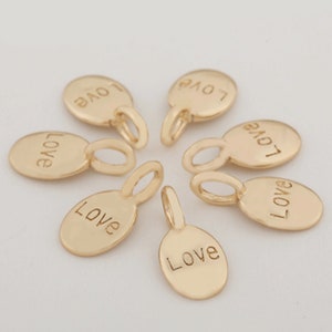 3pcs Gold Disc Round Circle with Love Charms Pendant DIY Jewelry Necklace Gold Findings Wholesale Supplies BB30-r