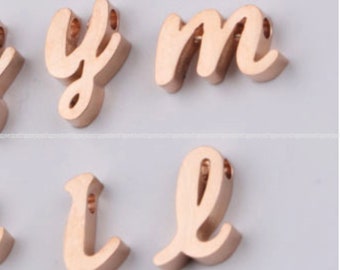 ym- Shiny Rose gold Letter Charm Pendant ligh Rose gold plated Stainless steel Alphabet Initial birthday charm Findings Supplies we1018-r-ym
