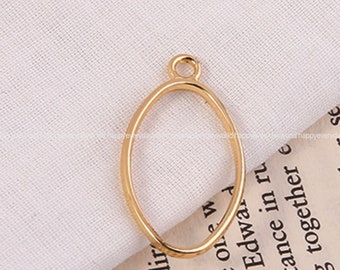 Gold hollow Oval charm Pendant 17x31mm Connector Hammered geometric Pendant 14k Gold plated Jewelry Findings Wholesale Supplies sm1166-12