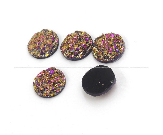 10mm 15pcs Rainbow Crystal Faux Druzy Cabochons Charm Pendant