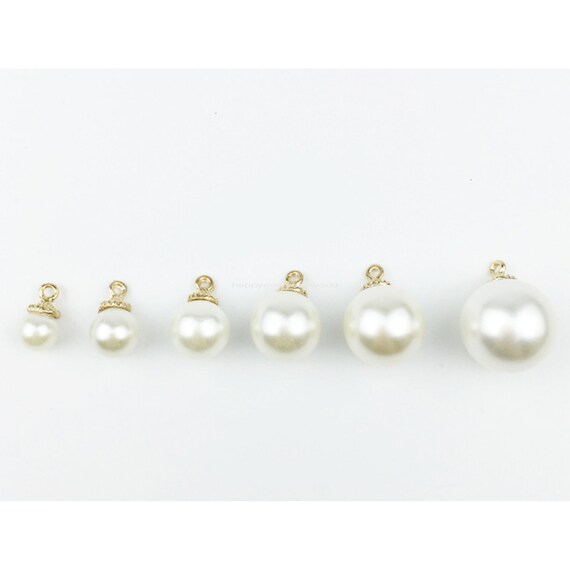 Wholesale 6 PCS Baroque Pearl Charm White Freshwater Pearls Pendant Bulk  for Jewelry Making, 14K Gold Plated
