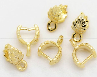 Pendenti In Ottone Placcato Oro 14K/18K Pinch Bail Clips - Foto 5