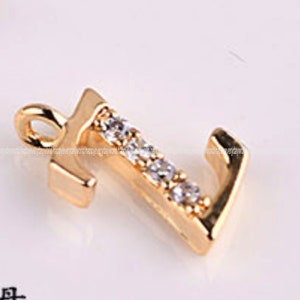 Z- Gold Crystal Alphabet Initial Letter Pendant 14k gold plated Cubic Mirror Polished Alphabet Upper case Findings Supplies SS995-Zw