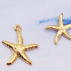 Gold Stern Charms 13x14mm Seestern 24k Vergoldet Anhänger Metall Meer Leben Strand Schmuck Ozean Charm Zubehör Zubehör 570-10