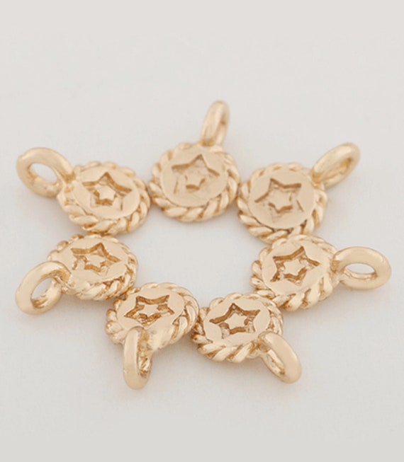 14k Gold Plated Disc COIN Star Round Circle Charms Pendant DIY