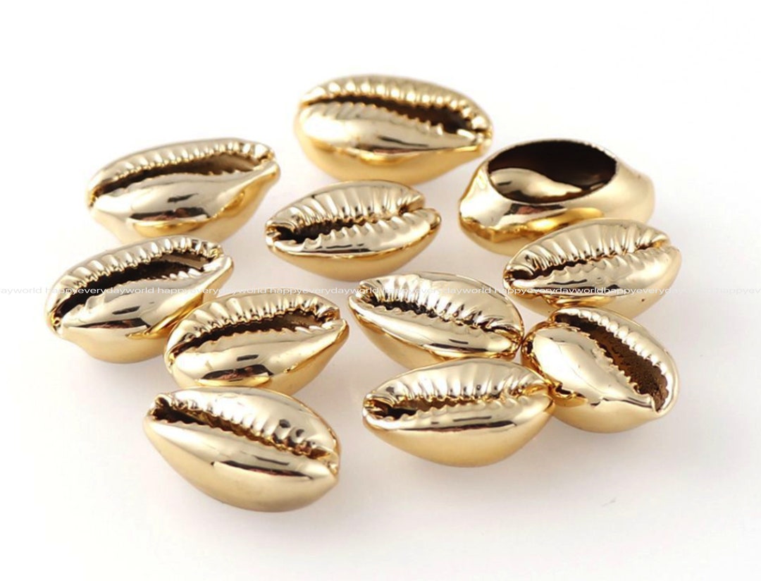 Natural Gold Shell Natural Real Shell 20mm Shell Gold Plated Beach Ocean Jewelry Cowrie ...