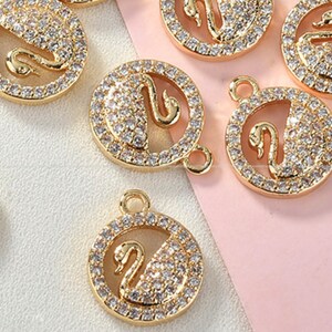 Gold Round Cisne 11x14mm Cubic Zirconia pendant  14k Gold Plated Jewelry Making charms Wholesale Findings Craft Supplies gold charm ys902-8