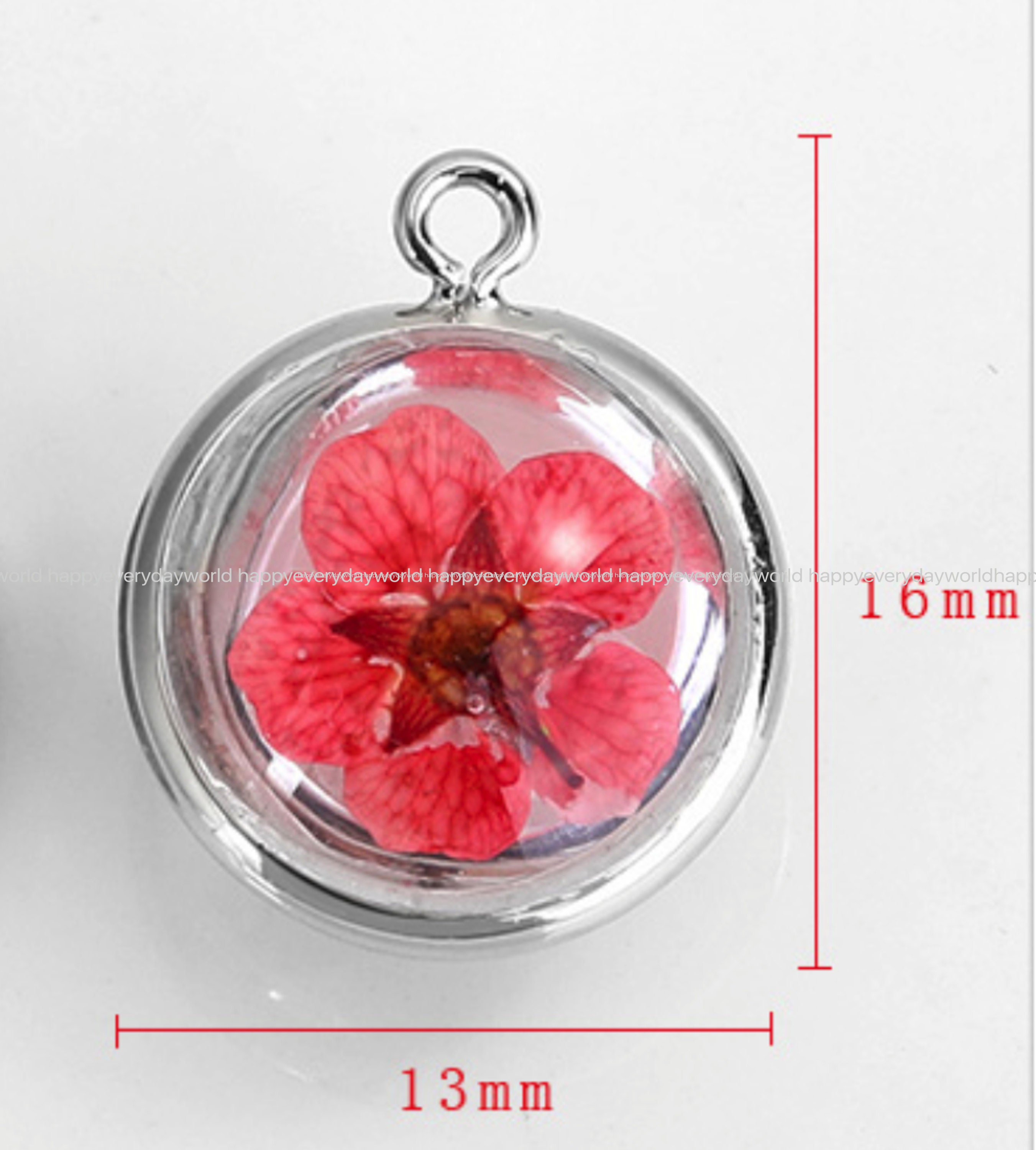 Blue Real Flower Glass ball Pendant 13x16mm Dried Flower Etsy