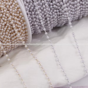 3mm Pearl Beads chain Handmade Gold Silver Plated Pearl Chain beaded chain DIY Jewelry Findings Wholesale Supplies hh968-2r