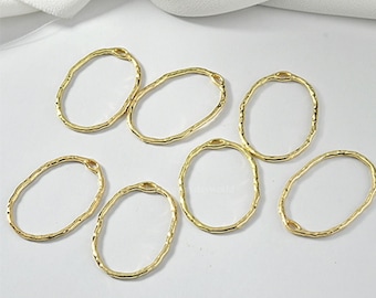 circle charm 30x21mm hammered charm pendant 14k Gold plated for earring making necklace DIY Jewelry Findings Wholesale Supplies er2412-3