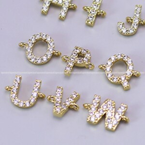 UV- Gold Crystal Connector Alphabet Initial Letter Pendant 14k gold plated Cubic Alphabet Upper case Findings Supplies gs1026-1