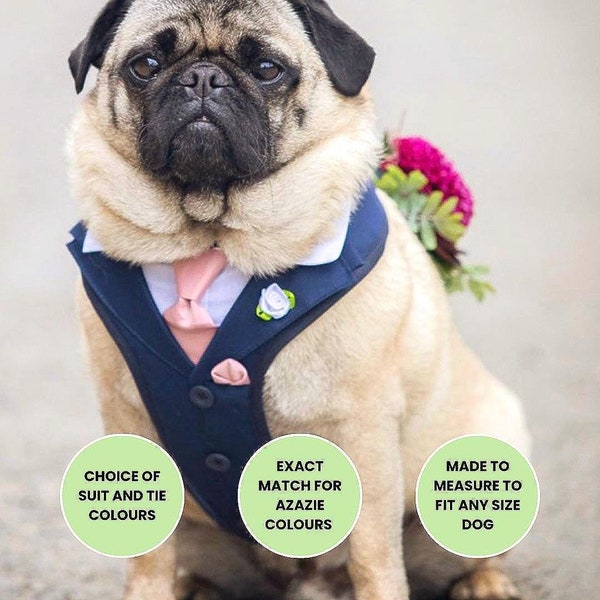 Custom Dog Tuxedo Harness, Ring Bearer Outfit, Azazie Match