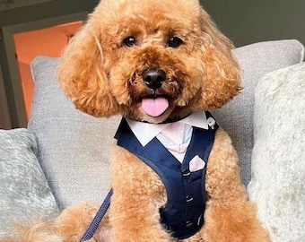 Custom Dog Tuxedo Harness, Wedding Ring Bearer Outfit