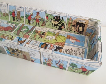 Große Ablage Holz Tintin Tim & Struppi Comic Upcycling Lange Holzablage für Schreibtisch, Bad, Kinderzimmer bunt Schreibtischablage aus Holz