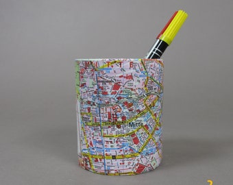 Pen cup Berlin motif children's gift pen cup pen holder for children paper pencil cup Berlin city map upcycling pen holder