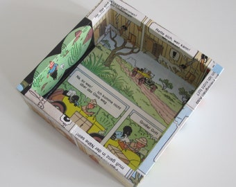 Holzschale Tim und Struppi Comic Upcycling kleine Holzbox für Schreibtisch Tintin Fan Geschenk Tim und Struppi Dekoschale Holzkästchen bunt