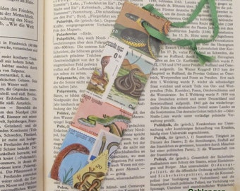 Lesezeichen Tiere Upcycling Briefmarken Lesezeichen Geschenk Tierfreund handgefertigte Lesezeichen Lesezeichen mit Tieren Wildtiere Bookmark