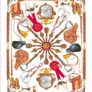 3 x Papel de regalo para caballos y sillas de montar Papeles de calambour Escena de caza Pasteles Hojas de papel de regalo para caballos Papel de regalo de Italia