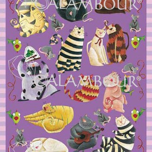 Carta per decoupage gatti carta artigianale motivo gatto Calambour carta da regalo viola per decoupage con gatti Carta decopatch Carta per gatti Italia