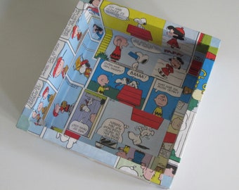 Holzablage Snoopy Comic Upcycling kleine Holzschale für Schreibtisch Snoopy Fan Geschenk Dekoschale Snoopy Peanuts Produkt Holzkästchen bunt