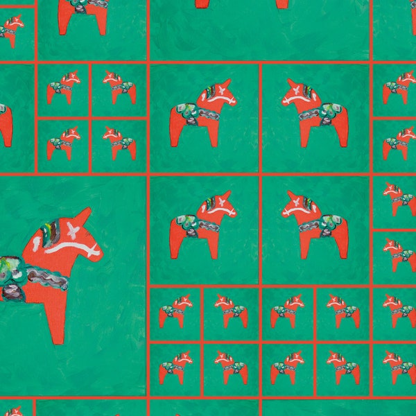3 x Geschenkpapier Dalapferd Schweden Geschenk Papier Einwickelpapier schwedisch Dalarna Motiv Geschenkpapier grün rot Bastelpapier Pferd