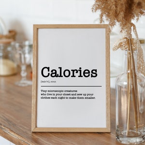 Poster "Calories" | Kitchen | Deco | Gift | Definition | Minimalist | Birthday | Wall Art | Dictionary Art | English