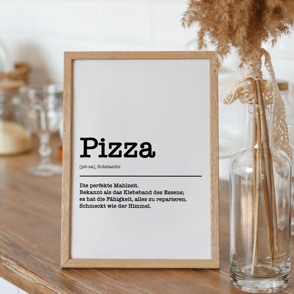 Poster "Pizza" | Küche | Deko | Geschenk | Definition | Minimalistisch | Geburtstag | Wandkunst | Wörterbuch Kunst | Deutsch