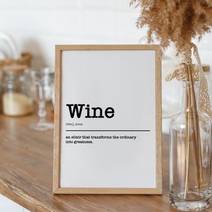 Poster "Wine" | Kitchen | Deco | Gift | Definition | Minimalist | Birthday | Wall Art | Dictionary Art | English