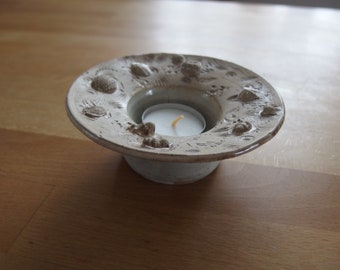 Teelichthalter Keramik mit Muscheln