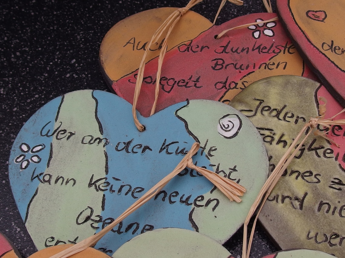 Keramik Herz mit Spruch Etsy.de