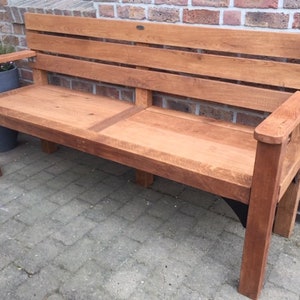 Oak bench "rustic" with back and armrests, 1.80 m // GREGOR-DESIGN