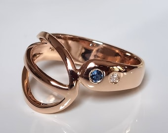 Vintage Ring Saphir Brillant 585 er Rosè