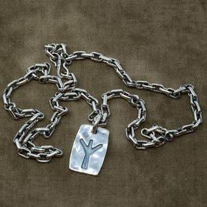 Cadena de ancla con colgante escandinavo con la runa "Algiz", joyería vikinga de plata hecha a mano, colgante vikingo, joyería escandinava