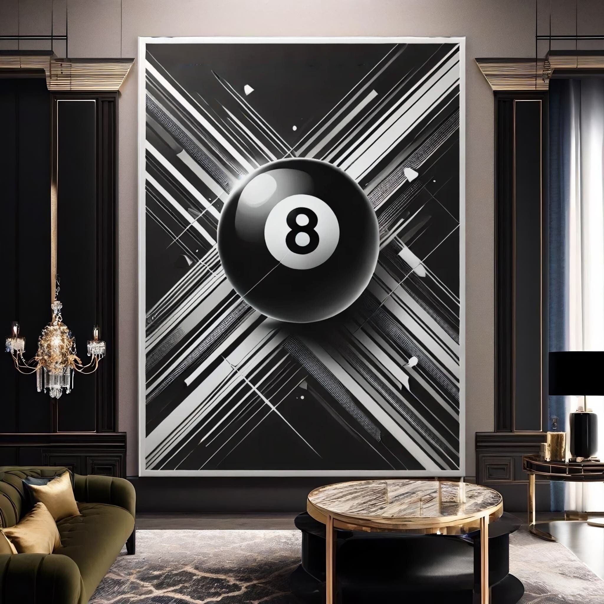 8 Ball Poster → Modern Billiards Art, Pool Table Decor, Game Room Wall ...