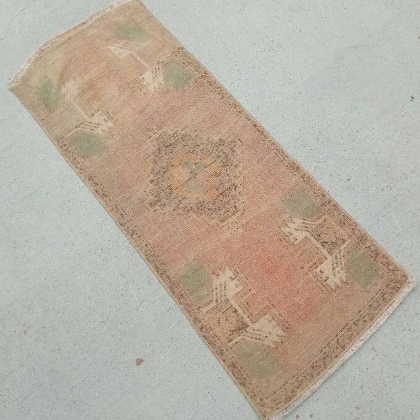 Gorgeous Turkish rug,Small Vintage Rug,Door mat rug,Bath mat rug,Welcoming mat rug,Flatweave rug, Housewarming rug,Handmade Oushak rug