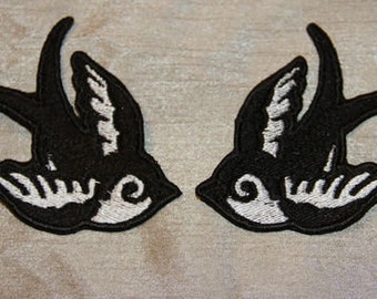 Swallow couple appliqué Gothic emo punk new