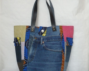 sac cabas en jean et tissu Jana