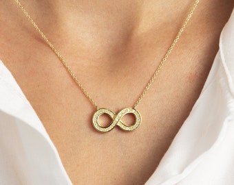 Infinity Knot Necklace | Gold & VS Diamonds Infinity Pendant | Diamond Infinity Symbol | Anniversary Jewelry Gift