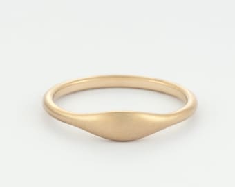 Brushed Solid Gold Dome Ring | Delicate Minimalist Dome Ring | Dainty Gold Ring