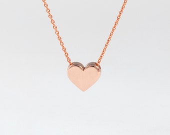 Mini Herz Halskette | Massive 14K Rose Gold kleine Herz Halskette | Neue Mom Geschenk | Geschenk für Tochter | Geschenk für Freundin