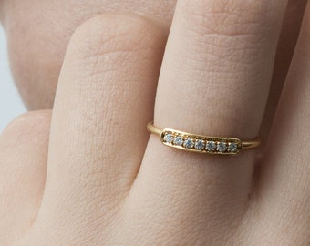 Delicate 14K Solid Gold Seven Stone Ring, VS Diamond Promise Ring, VS Diamond Band, Graduation Gift For Daughter