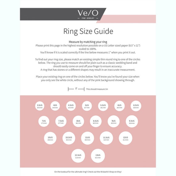 Etsy Ring Size Chart