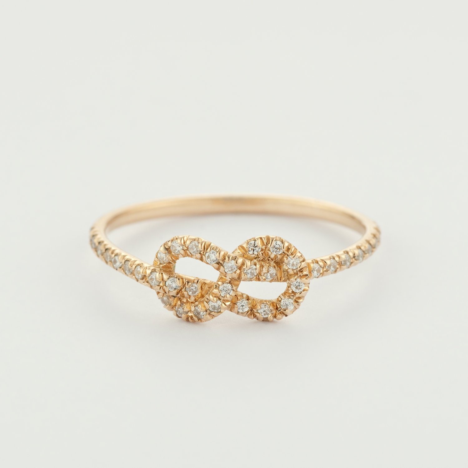 14K Yellow Gold & Diamond Infinity Ring Wedding Knot Band - Etsy
